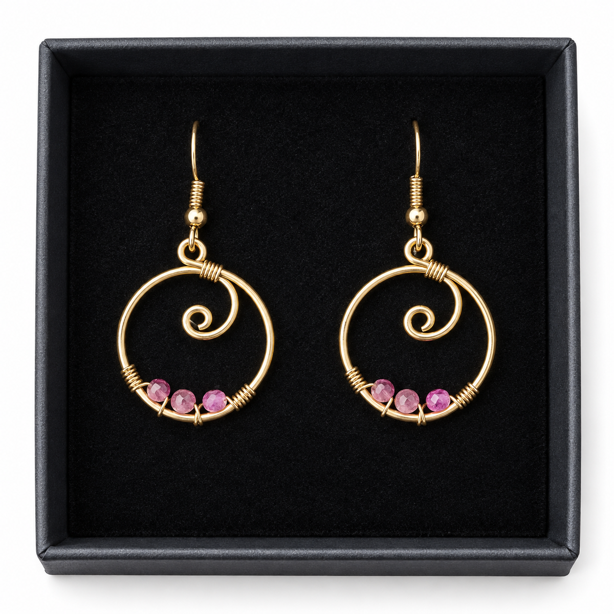 Gold-Plated Tourmaline Hoop Earrings