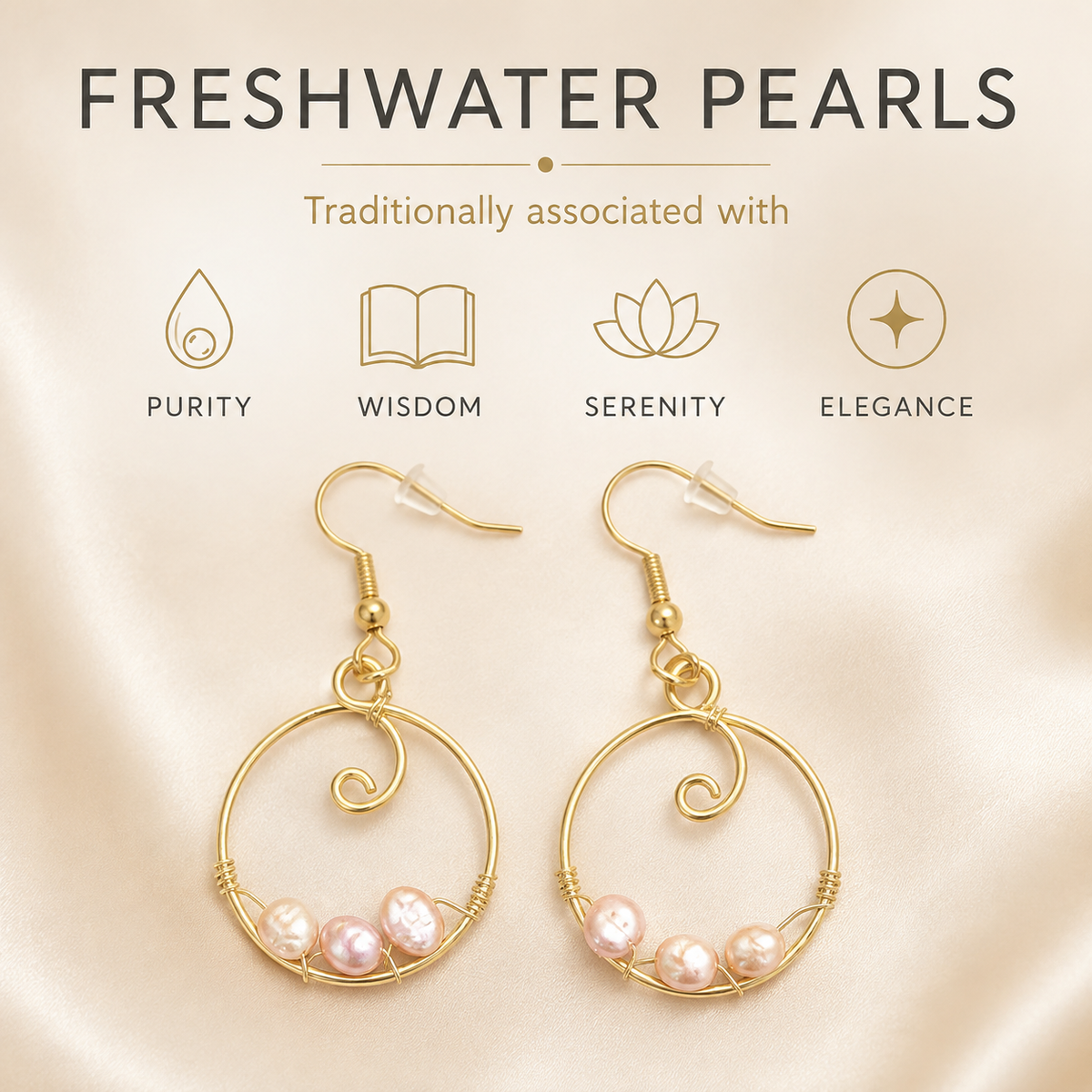 Gold Plated Freshwater Pearl Hoop Earrings