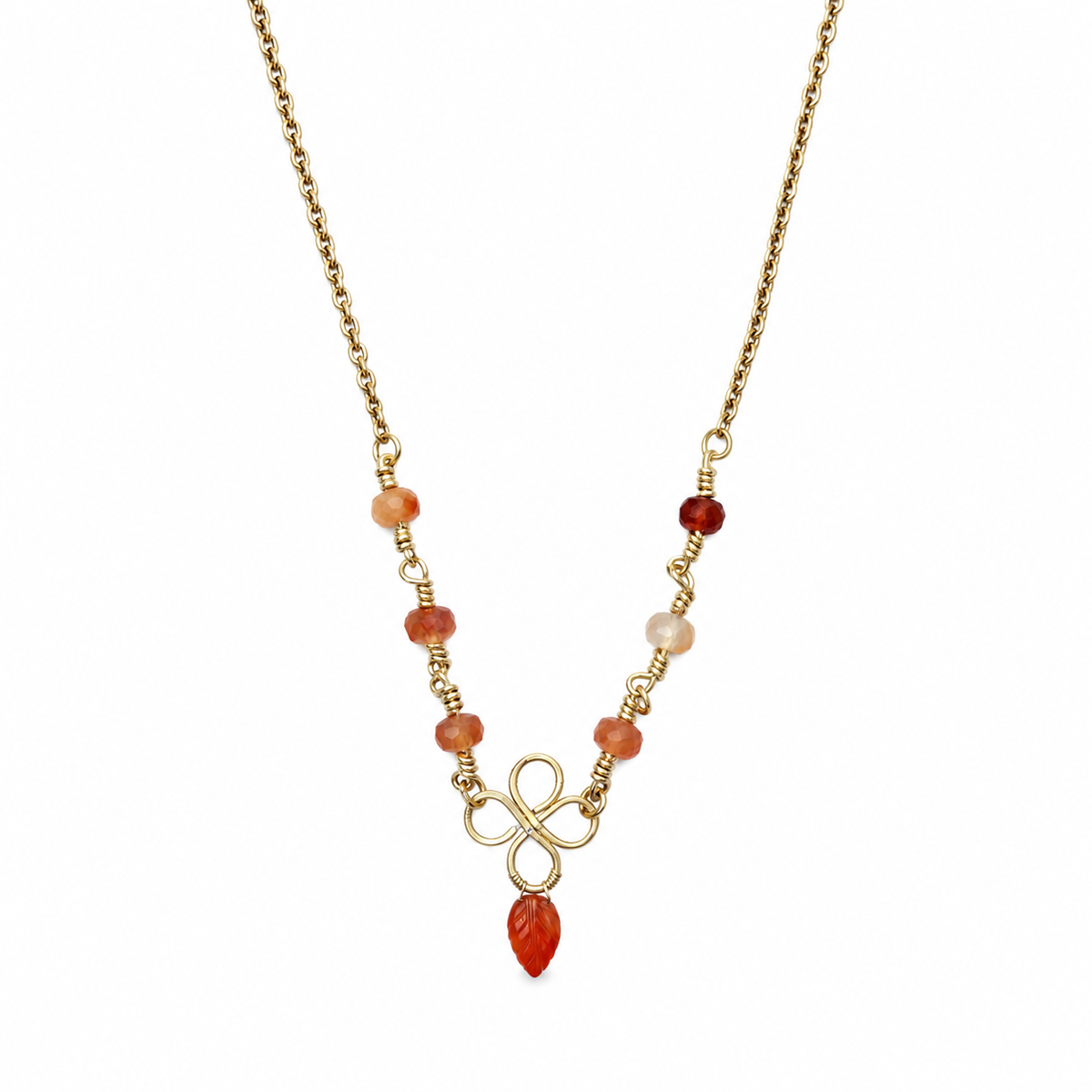 Gold-Plated Carnelian Pendant Necklace