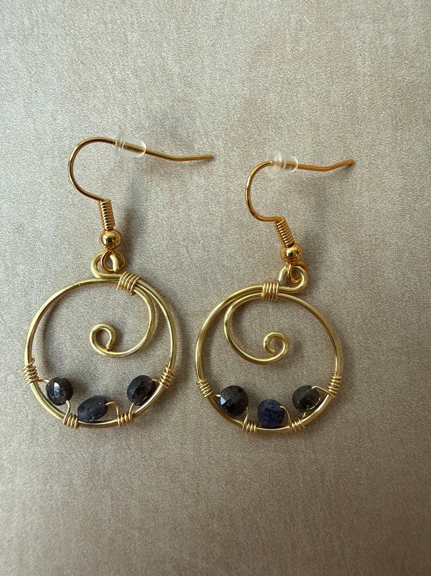 Sapphire & Gold-Plated Handcrafted Hoop Earrings