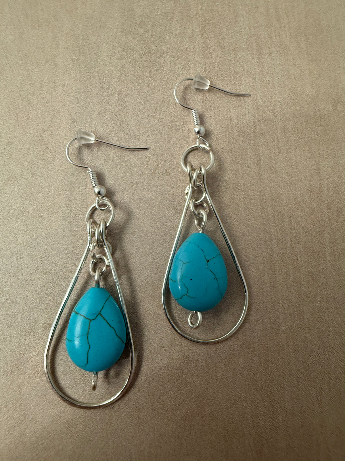 Silver Plated Howlite Bead Earrings