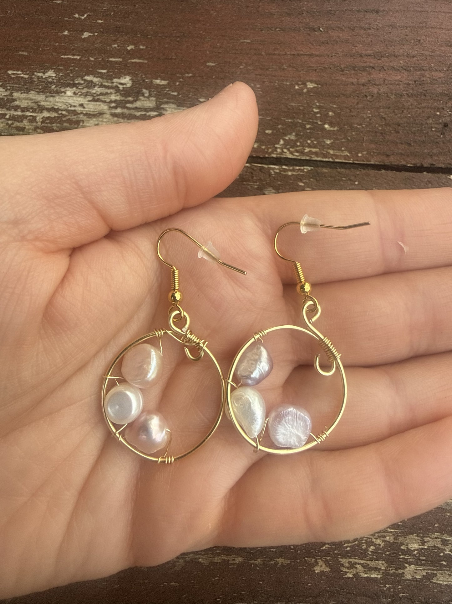 Gold Plated Freshwater Pearl Hoop Earrings