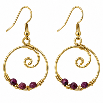 Gold-Plated Tourmaline Hoop Earrings