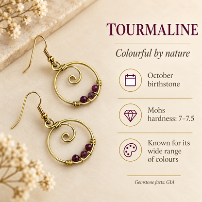 Gold-Plated Tourmaline Hoop Earrings