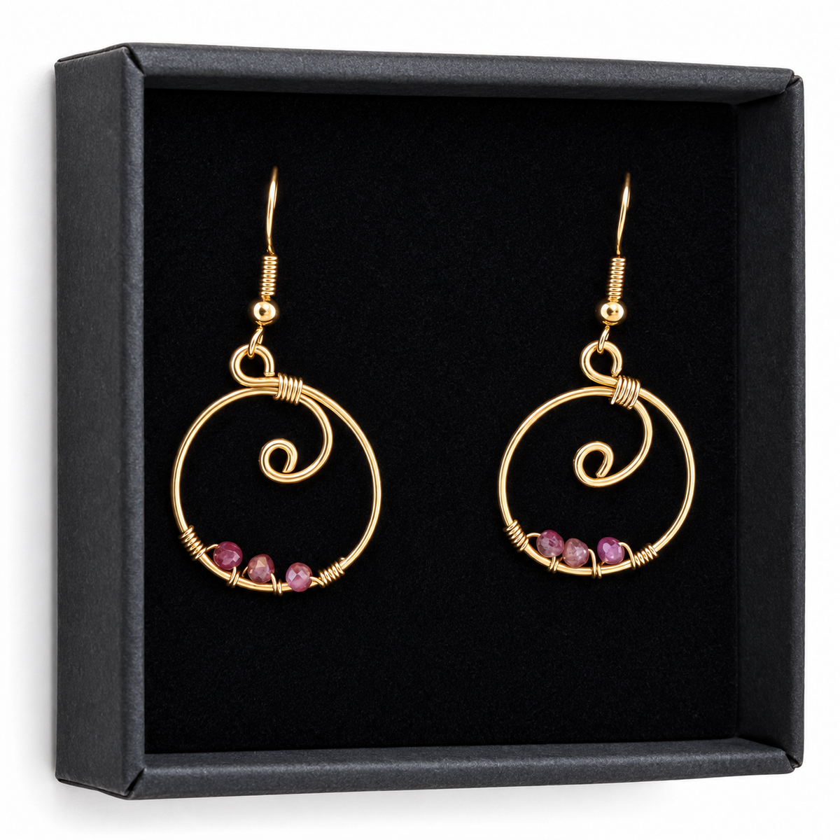 Gold-Plated Tourmaline Hoop Earrings
