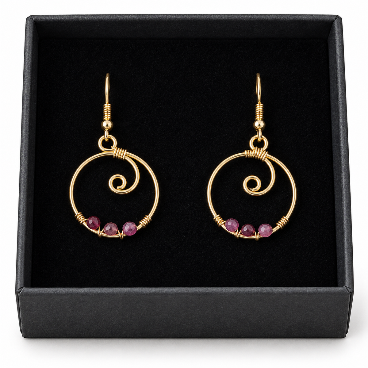 Gold-Plated Tourmaline Hoop Earrings