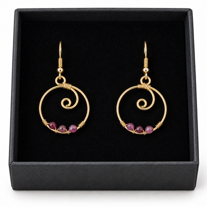 Gold-Plated Tourmaline Hoop Earrings