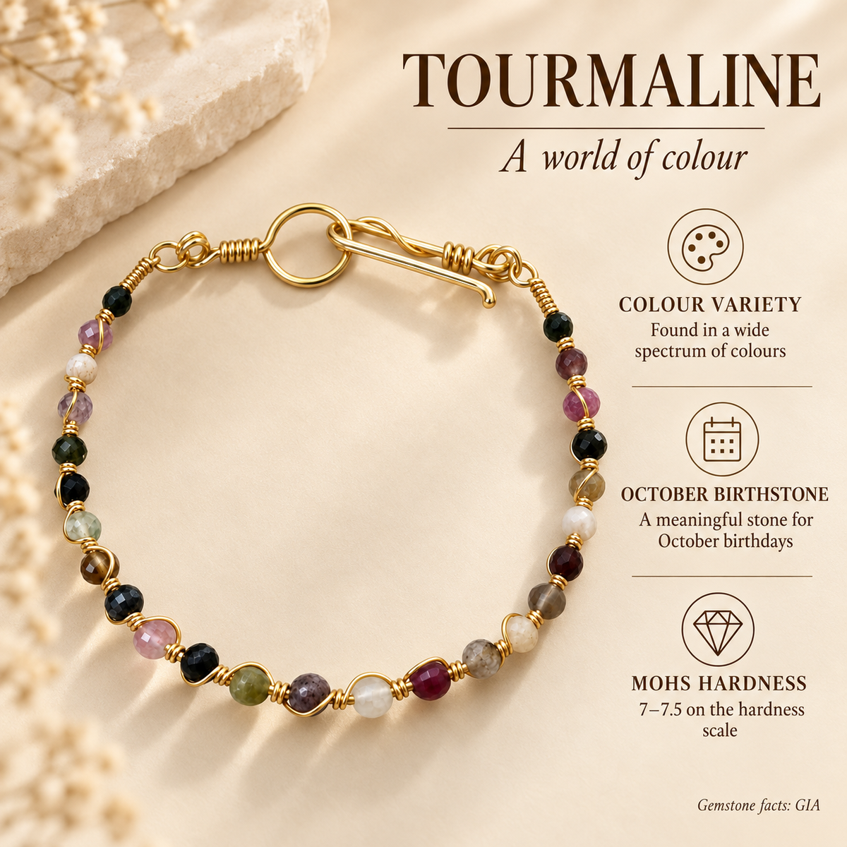 Gold-Plated Tourmaline Bracelet