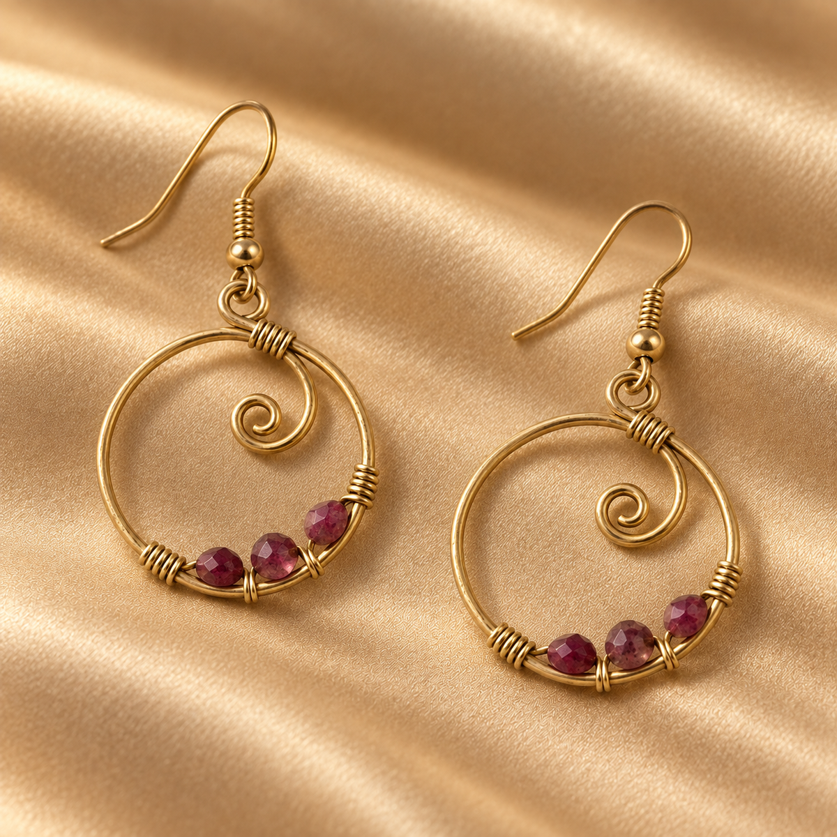 Gold-Plated Tourmaline Hoop Earrings