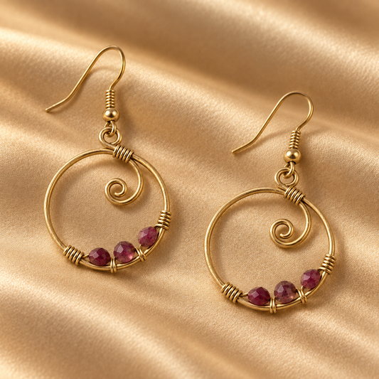 Gold-Plated Tourmaline Hoop Earrings