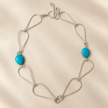 Turquoise Howlite & Silver Open-Link Necklace