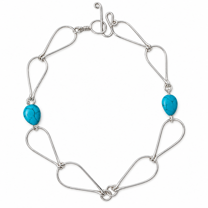 Turquoise Howlite & Silver Open-Link Necklace