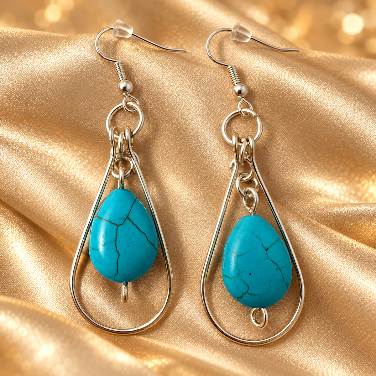 Silver Plated Howlite Bead Earrings
