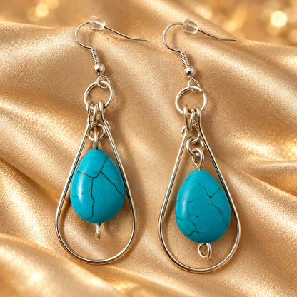 Silver Plated Howlite Bead Earrings