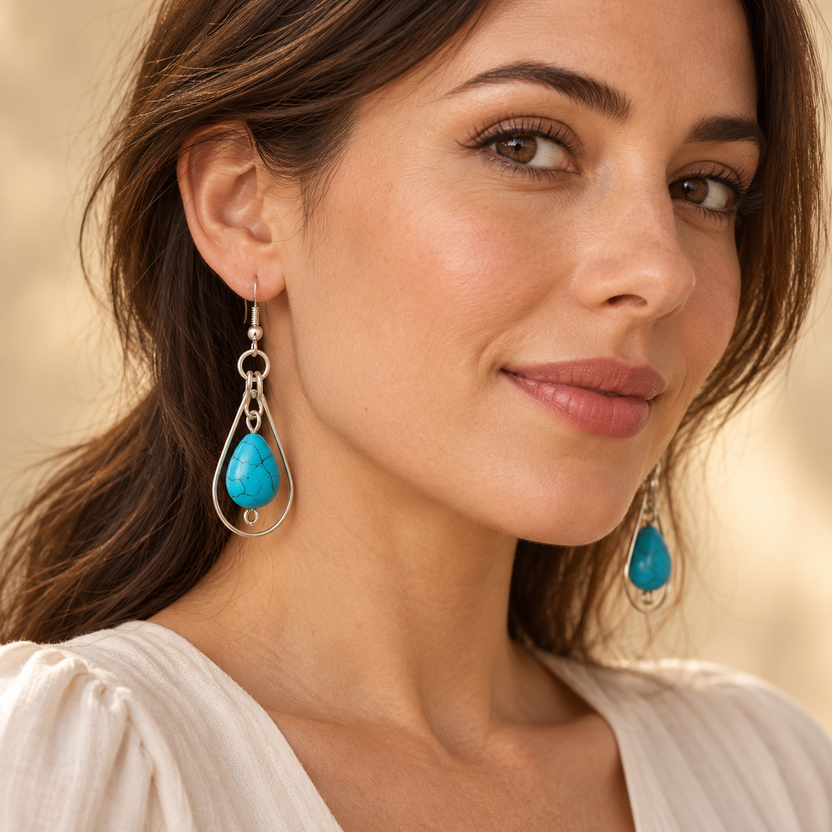 Silver Plated Howlite Bead Earrings