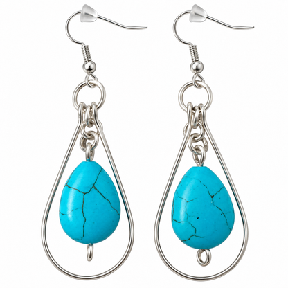 Silver Plated Howlite Bead Earrings