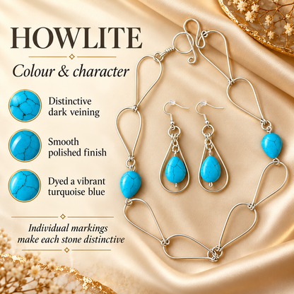 Silver Plated Howlite Necklace & Earrings Set