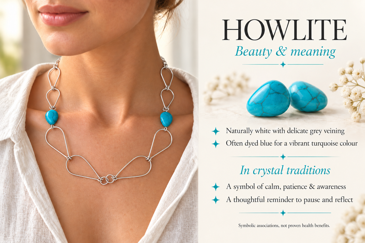 Turquoise Howlite & Silver Open-Link Necklace