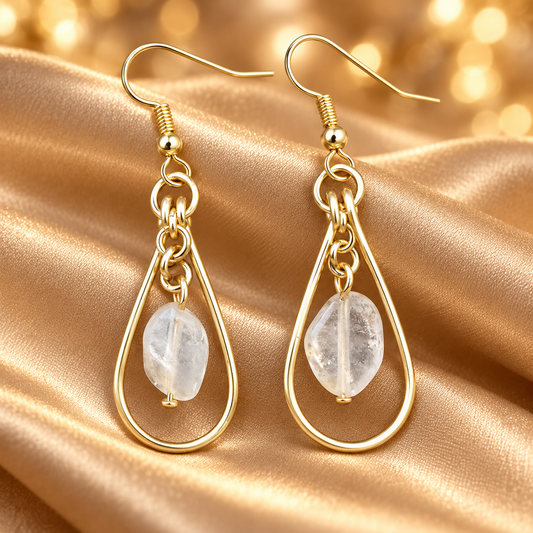 Gold-Plated Topaz Teardrop Earrings