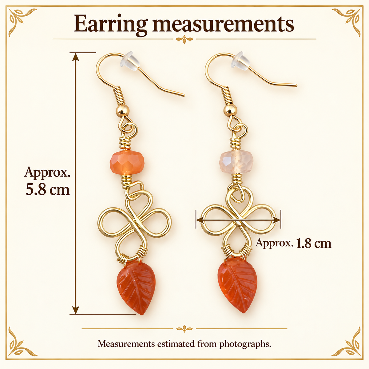 Carnelian Leaf Drop Earrings – Gold Plated