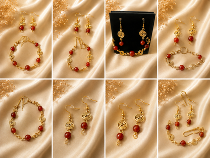 Red Agate & Spiral Jewellery Set