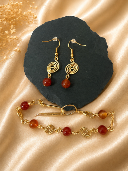 Red Agate & Spiral Jewellery Set