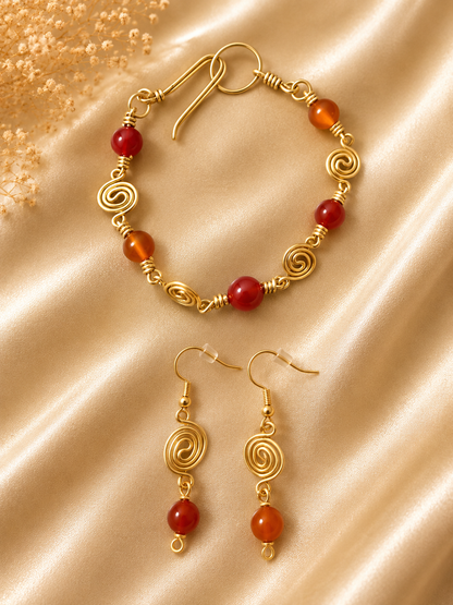 Red Agate & Spiral Jewellery Set