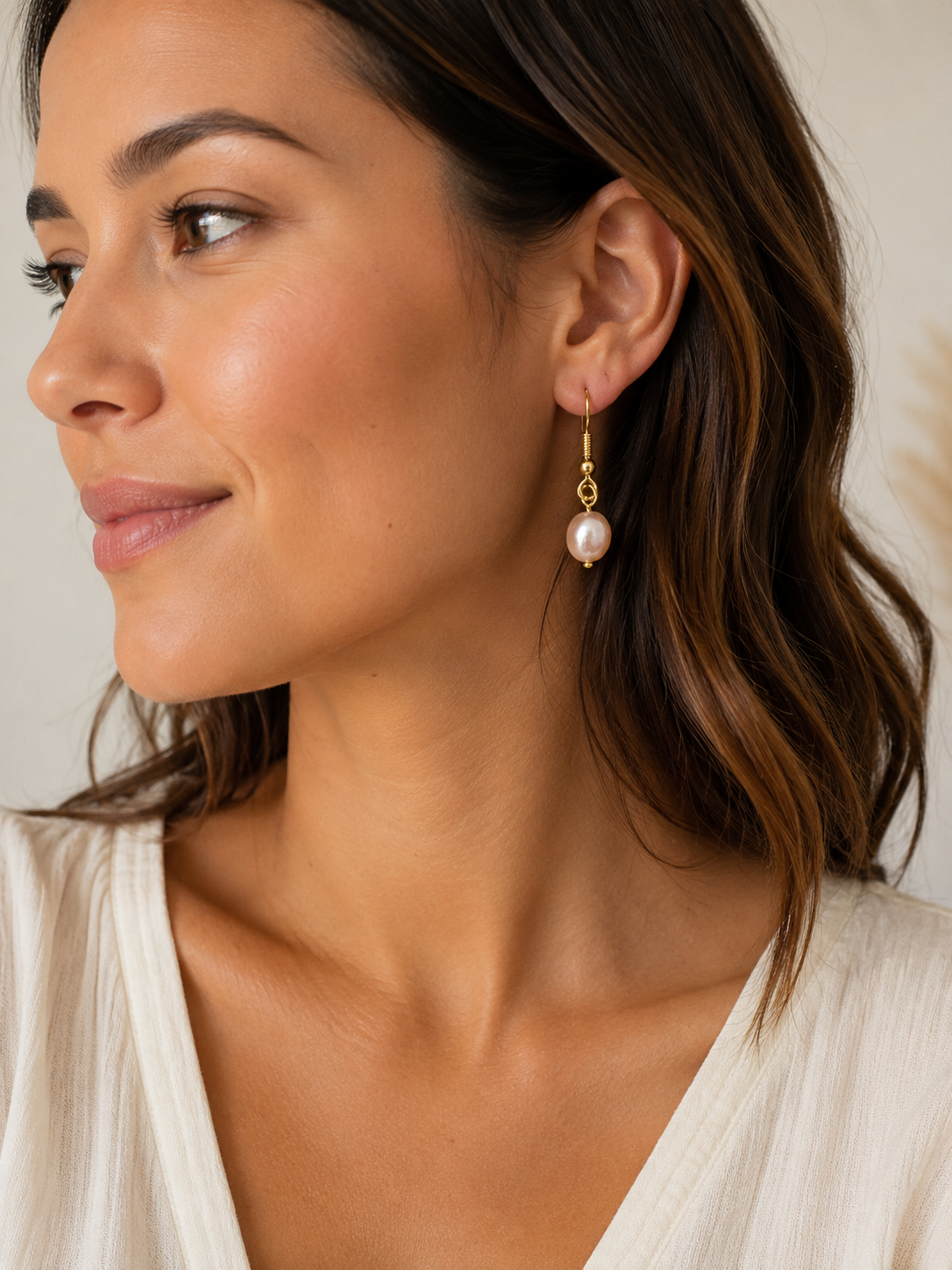 Handcrafted Gold Plated Earrings with Natural Pink Freshwater Pearls — Unique Shapes