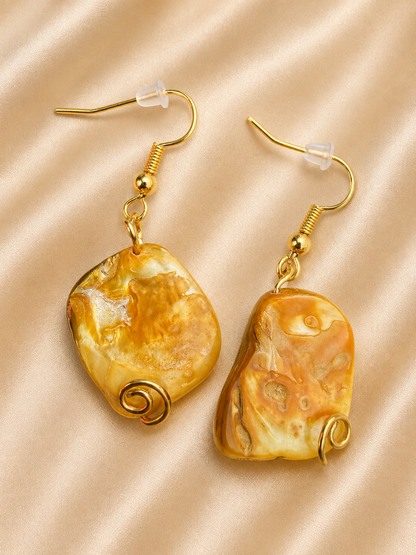 Gold Plated Dyed Shell Dangle Earrings
