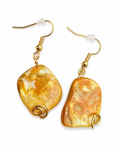 Gold Plated Dyed Shell Dangle Earrings