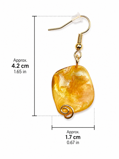 Gold Plated Dyed Shell Dangle Earrings