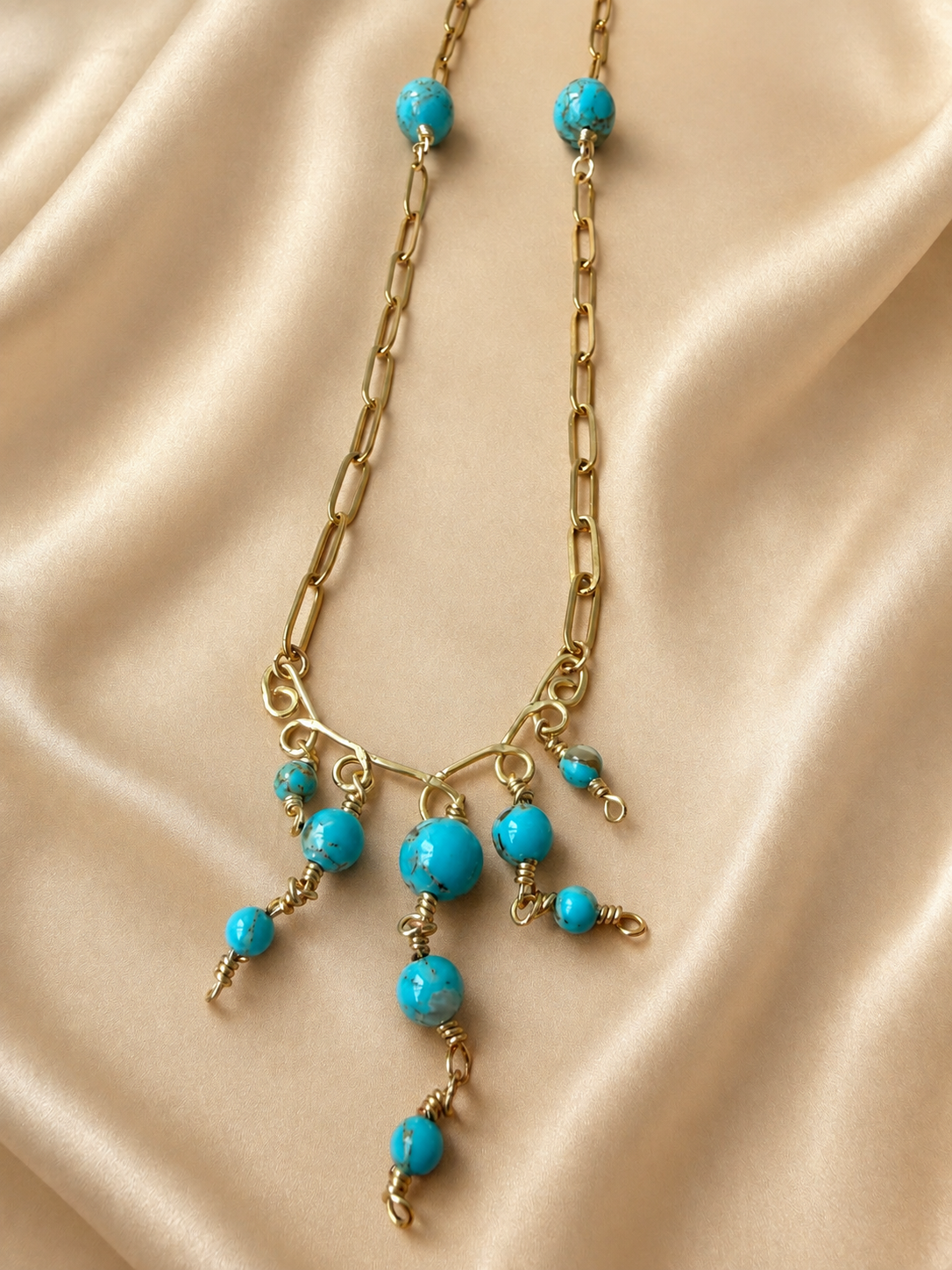 Howlite Beaded Paperclip Chain Necklace