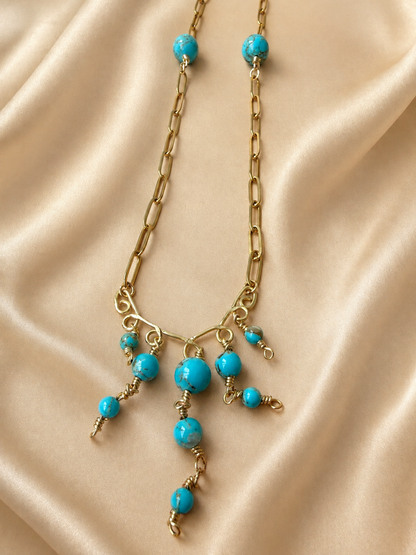 Howlite Beaded Paperclip Chain Necklace