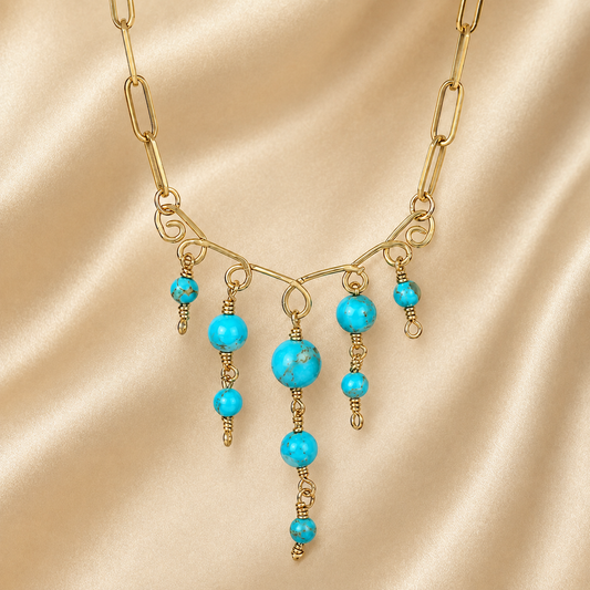 Howlite Beaded Paperclip Chain Necklace