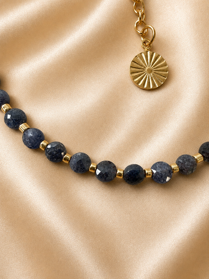 Sapphire Bead Bracelet with 18k Gold-Plated Extender