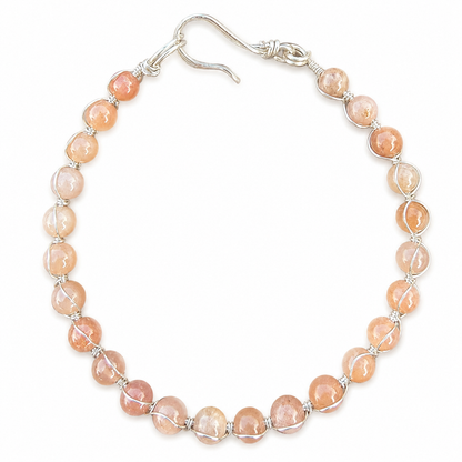 Sunstone and silver plated link bracelet