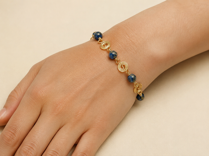 Lapis Lazuli & Gold-Plated Spiral Bracelet