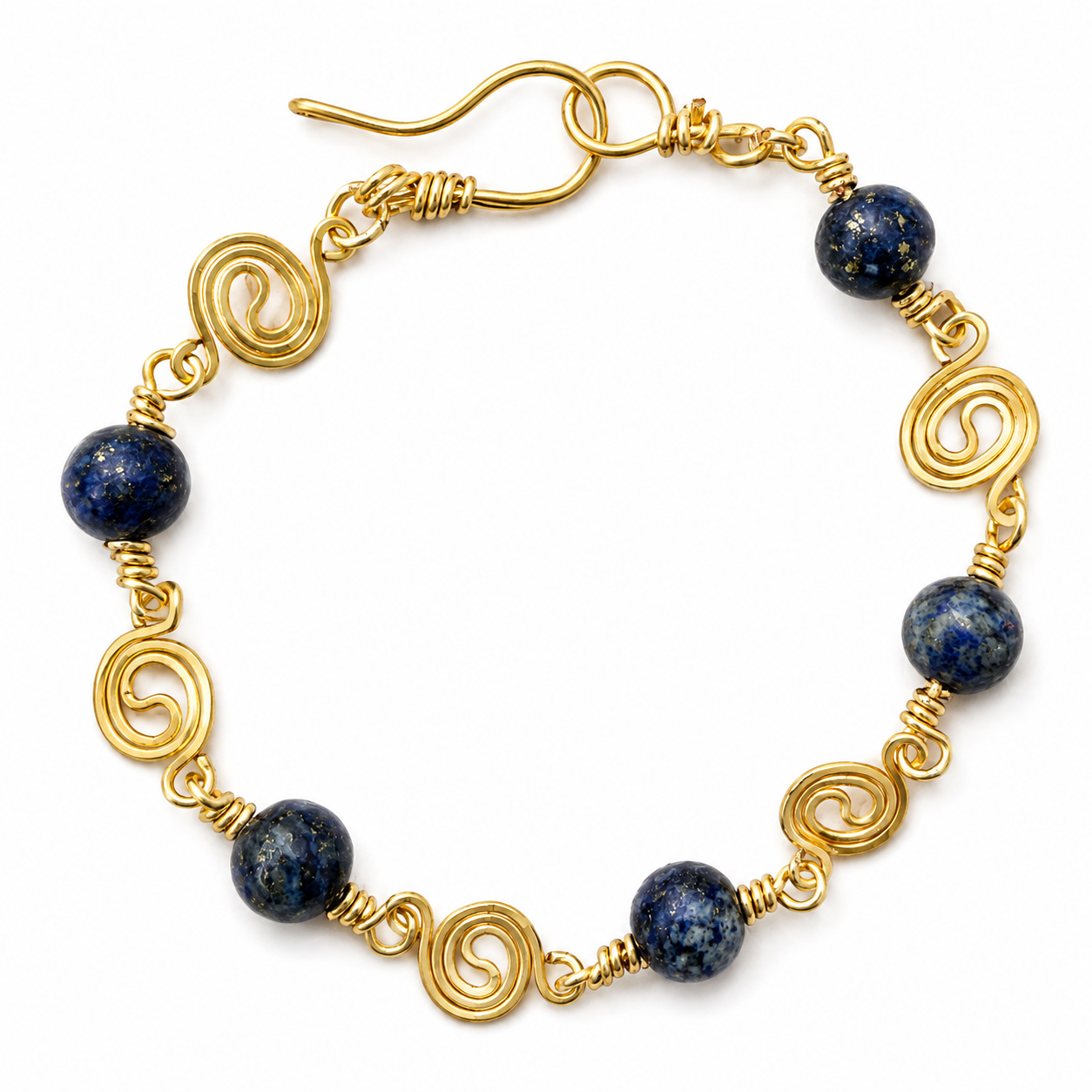 Lapis Lazuli & Gold-Plated Spiral Bracelet