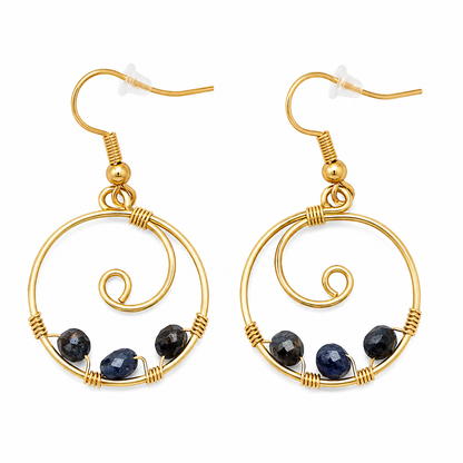 Sapphire & Gold-Plated Handcrafted Hoop Earrings