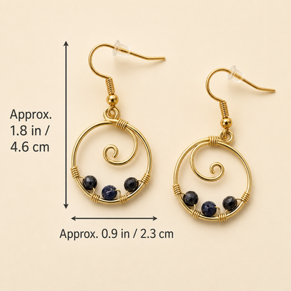 Sapphire & Gold-Plated Handcrafted Hoop Earrings