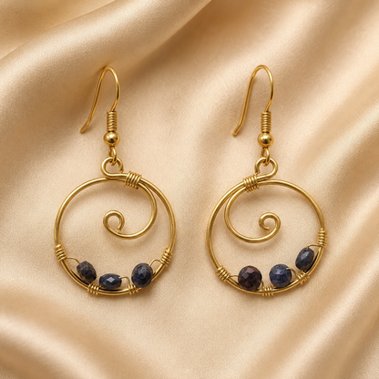 Sapphire & Gold-Plated Handcrafted Hoop Earrings