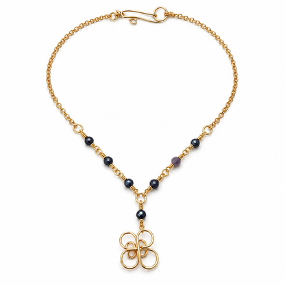 Gold-Plated Sapphire Bead Necklace
