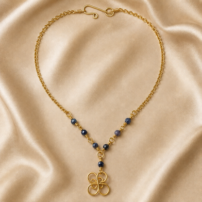 Gold-Plated Sapphire Bead Necklace