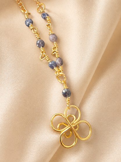 Gold-Plated Sapphire Bead Necklace