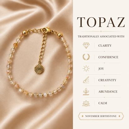 18k Gold-Plated Topaz Birthstone Bracelet