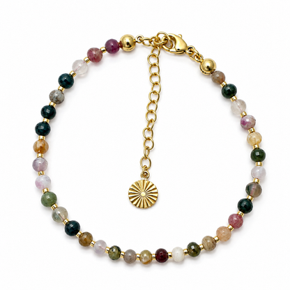 18k Gold-Plated Multicoloured Tourmaline Bracelet