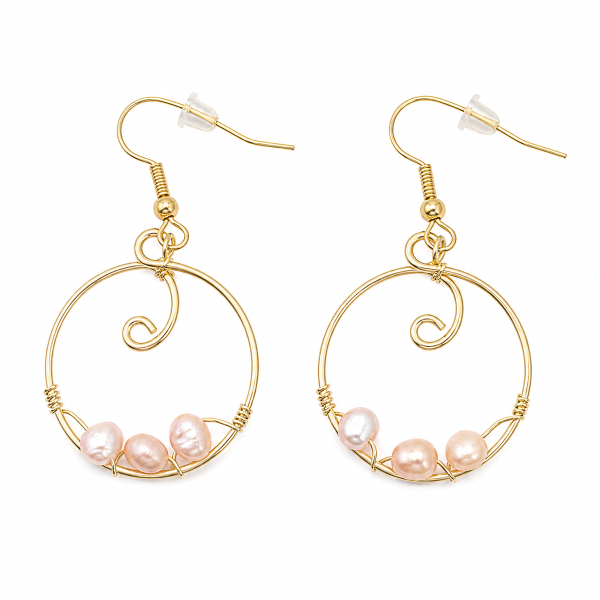 Gold Plated Freshwater Pearl Hoop Earrings