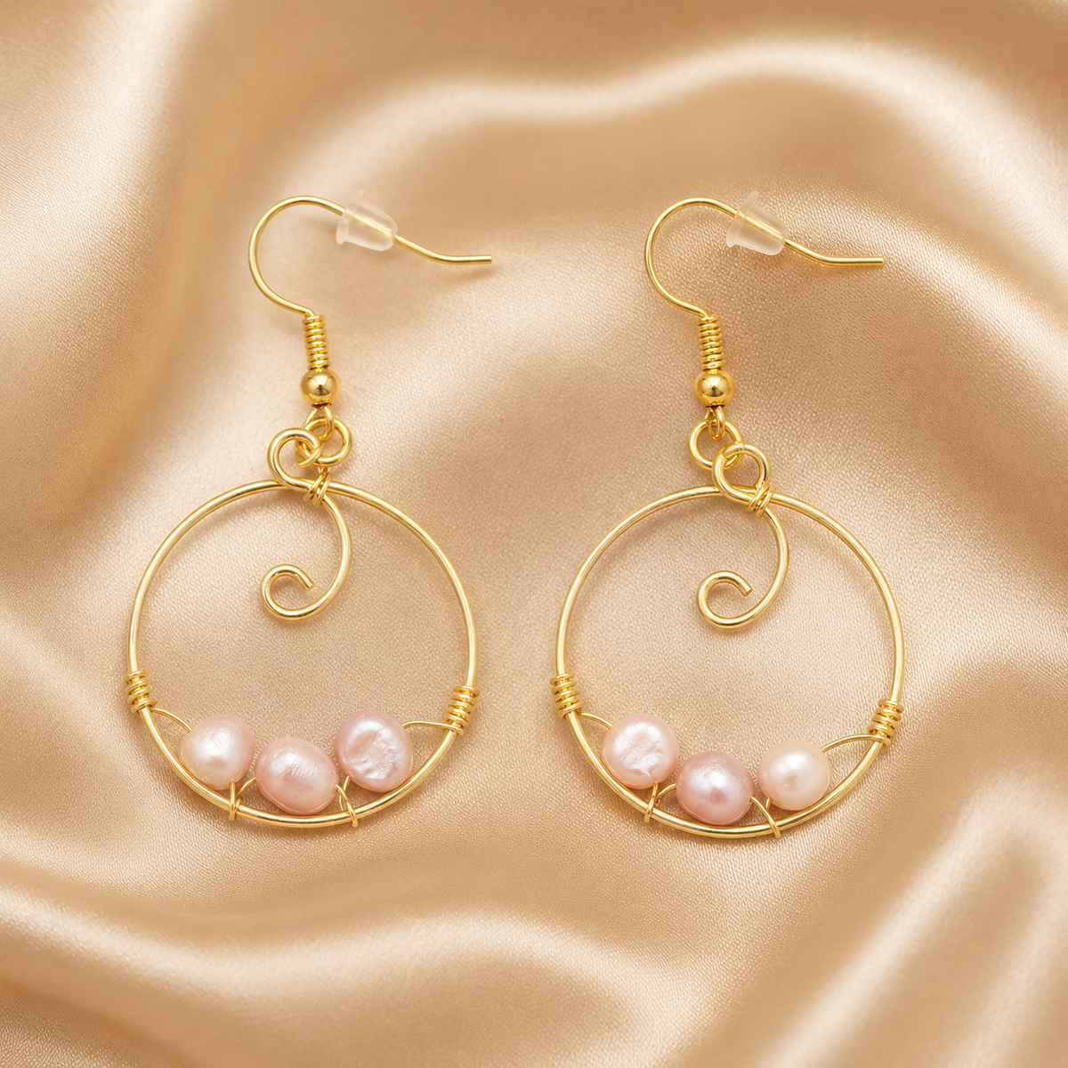 Gold Plated Freshwater Pearl Hoop Earrings