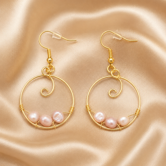 Gold Plated Freshwater Pearl Hoop Earrings