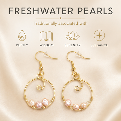 Gold Plated Freshwater Pearl Hoop Earrings